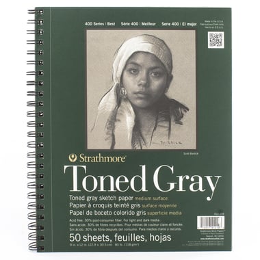 Strathmore Toned Gray Sketch Pad, Perforated, 118 gsm, Grey, 23 X 30.5 cm, 50 Sheets