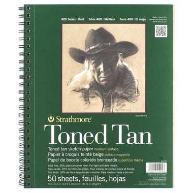 Strathmore Toned Tan Sketch Pad, Perforated, 118 gsm, Tan, 23 X 30.5 cm, 50 Sheets