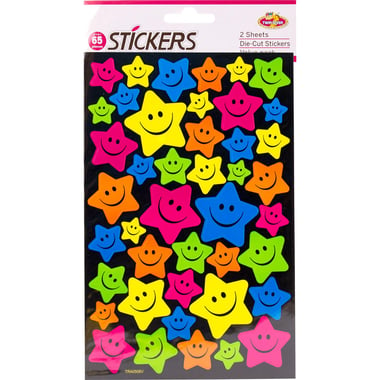 Stickers, Smiley Star - Die-Cut, 15 Pieces
