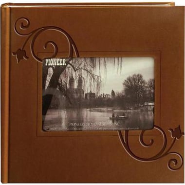 Pioneer Photo Album, Brown Floral, Slip-In with Memo, 4" X 6", 100 Pages (200 Photos)