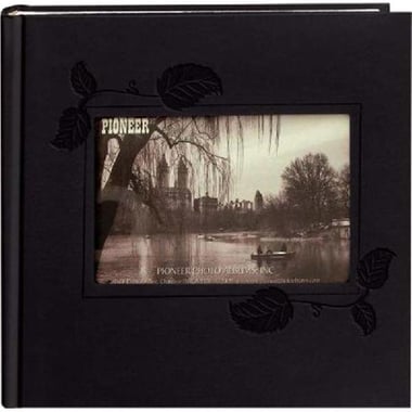 Pioneer Photo Album, Black Floral, Slip-in with Memo, 4" X 6", 100 Pages (200 Photos)