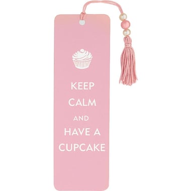 Peter Pauper Press Beaded Bookmark with Case, "Keep Calm & Have A Cupcake", Cardboard