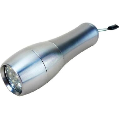 Torch Flashlight, LED, Battery Powered, Chrome