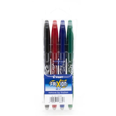 Pilot FriXion Erasable Pen, Assorted Ink Color, 0.7 mm, Ballpoint, 4 Pieces