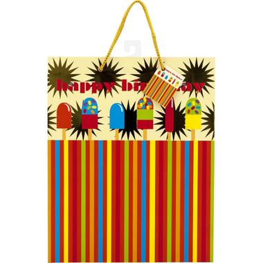 FLOMO Gift Bag, Birthday Popsicle & Confetti, Large, Assorted Color Prints