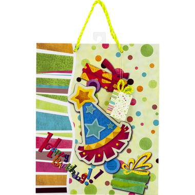 FLOMO Gift Bag, Birthday Party Spots, Large, Assorted Color Prints