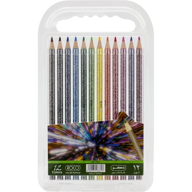Roco Glitter Color Pencil Set, Assorted Color, 12 Colors