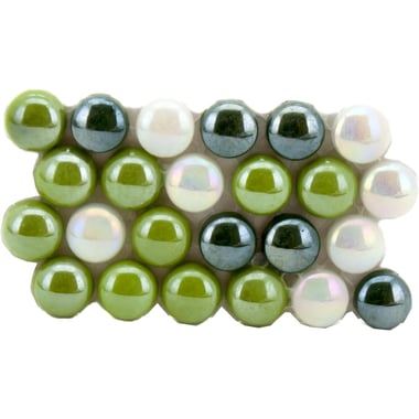 Marble Mosaic, Assorted Color, Shiny Design, Round, 24 Pcs/Pack, 1.2 cm