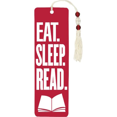Peter Pauper Press Beaded Bookmark with Case, Eat. Sleep. Read, Cardboard