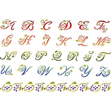 ستامبيريا استانسيل تصميم، (حروف أبجدية على شكل أزهار (30× 44 سنتيمترا، بلاستيك
