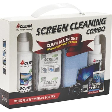 4Clean Cleaning Solution with Microfiber Cloth and Cleaning Tissue Screen Cleaning Kit