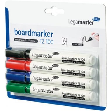 Legamaster TZ 100 Whiteboard Marker, 1.5 - 3 mm Round Tip, Black;Red;Blue;Green