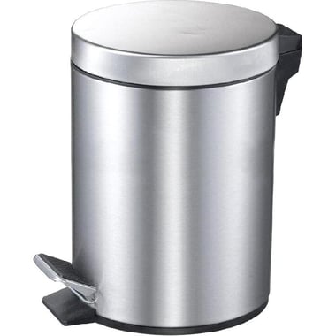 Eko Waste Bin with Step-on Cover, 5.00 l ( 1.10 gl ), Plastic/Stainless Steel, Silver