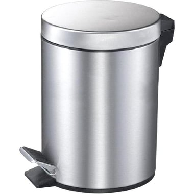 Eko Waste Bin with Step-on Cover, 20.00 l ( 4.40 gl ), Plastic/Stainless Steel, Silver