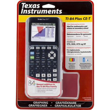 Texas Instruments TI-84 Plus CE-T Graphic Calculator, 14 Digit, 10 Line 16 bit (320 X 240 Pixels), Black/White