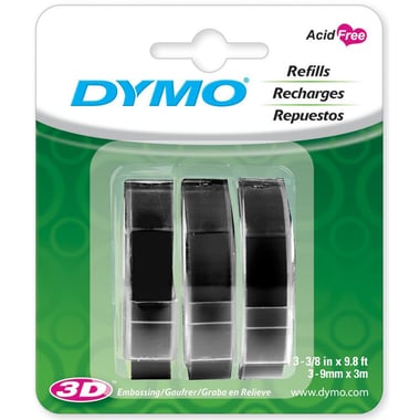Dymo Embossing Tape, 3/8", Black