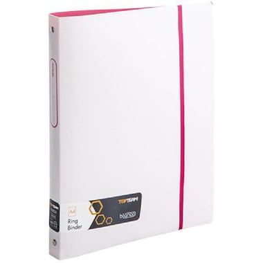 Top Team 4 "O" Ring Binder, 1.00 in ( 2.54 cm ), A4, Plastic/Metal, White/Pink