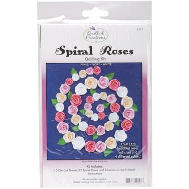 Quilled Creations Quilling Kit, Spiral Roses (Pink/Ivory/White), Assorted Color