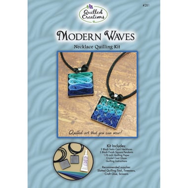 Quilled Creations Modern Waves Necklace Quilling Kit, Quilled Art That You Can Wear, Blue