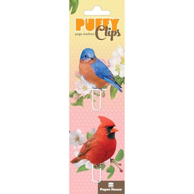 Paper House Puffy Clips Page Marker Clips, Backyard Birds, Foam - Soft Sculpted