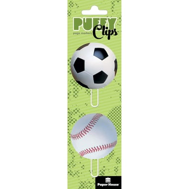 Paper House Puffy Clips Page Marker Clips, Sports Balls, Foam - Soft Sculpted
