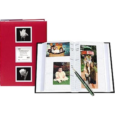 Pioneer Photo Album, Fabric Frame Bi-directional Memo, with 3 Windows, Book-bound, Red, 4" X 6", 200 Pockets