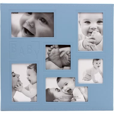 Pioneer Scrap Book, Baby Boy, Embossed Leatherette with 6-window Frame, Blue, 30 X 30 cm, 10 Sheets