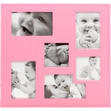 Pioneer Scrap Book, Baby Girl, Embossed Leatherette with 6-window Frame, Pink, 30 X 30 cm, 10 Sheets