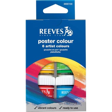 Reeves Poster Color, 6 Colors 22.00 ml ( .77 oz )
