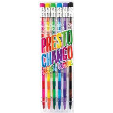 OOLY Presto Chango Erasable, Interchangable Leds, 12 Different Colors Wax Crayon, 6 Pieces
