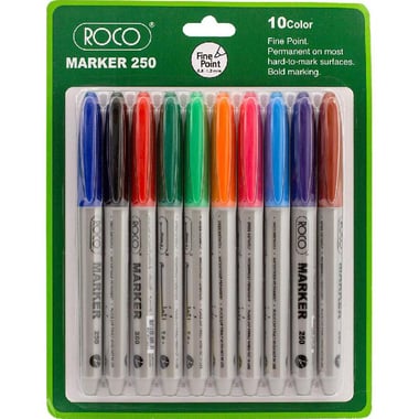 Roco Marker 250 Permanent Marker, 0.5 - 1.2 mm Fine Tip, Assorted Color