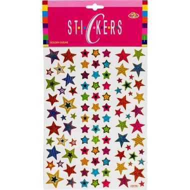 Twin Seven Stickers, Golden Outline - Star, 72 Pieces
