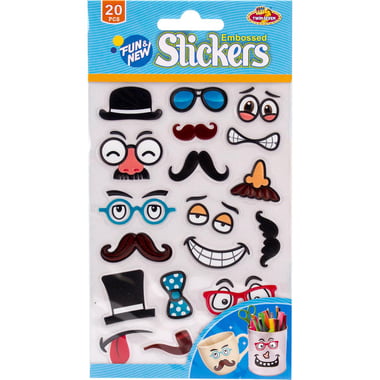 Twin Seven Stickers, Fun & New - Make Face (Embossed), 26 Pieces