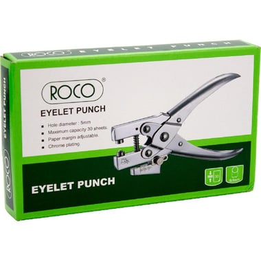 Roco Eyelet Puncher, Single Hole, up to 25 Sheets of 80 gsm;28 Sheets of 70 gsm, Chrome