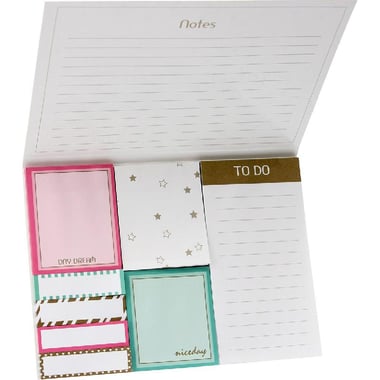 Roco Trendy Self Stick Notes, with Printed "TO DO;Day Dream;Nice Day", 50 Notes, Assorted Color