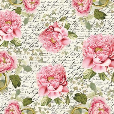 Stamperia Rice Paper Napkins, Peony Flower (50 X 50 cm), Assorted Color, 14.00 g ( .49 oz )