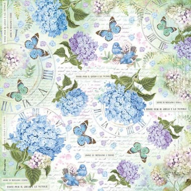 Stamperia Rice Paper Napkins, Hydrangeas and Birds (50 X 50 cm), Assorted Color, 14.00 g ( .49 oz )