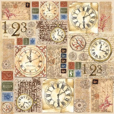 Stamperia Rice Paper Napkins, Old Clocks (50 X 50 cm), Assorted Color, 14.00 g ( .49 oz )