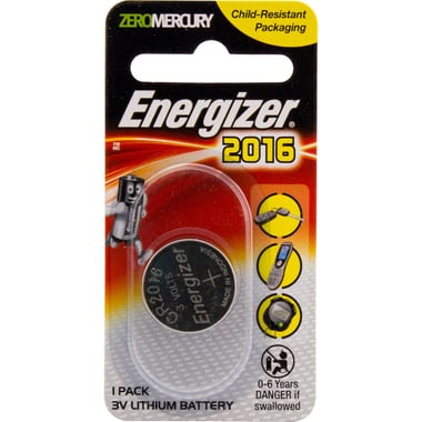Energizer CR2016 (Button Cell - Lithium Ion) Multipurpose Battery, 3 Volts