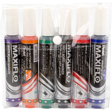 Pentel MaxiFlo Whiteboard Marker, 2 - 6 mm Chisel Tip, Assorted Color
