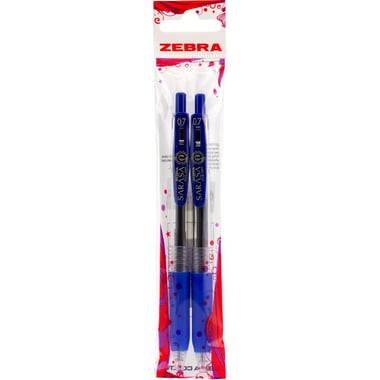 Zebra Sarasa Clip Gel Ink Pen, Blue Ink Color, 0.7 mm, Ballpoint, 2 Pieces