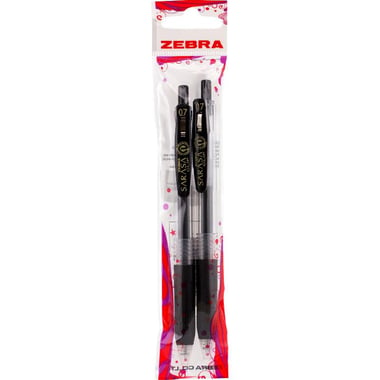Zebra Sarasa Clip Gel Ink Pen, Black Ink Color, 0.7 mm, Ballpoint, 2 Pieces