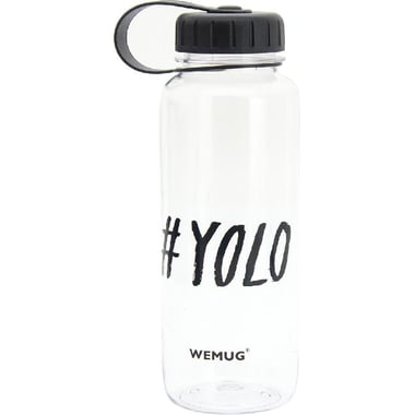 WEMUG Water Bottle, "Hashtag #YOLO", Cold, 500.00 ml ( 17.60 oz ), Clear