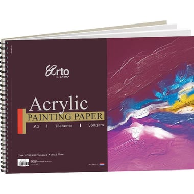 Campap Arto Acrylic Painting Pad, Professional Series, 360 gsm, White, A3, 12 Sheets