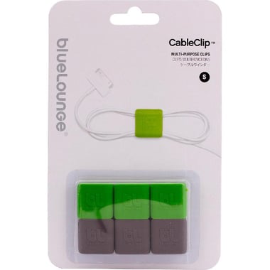 blueLounge CableClip Cable Management Solution, Universal, for Small - Medium Cables with Large Connectors, Green/Gray