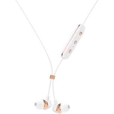 Happy Plugs Ear Piece In-Ear Earphones, Bluetooth, In-line Microphone, White/Rose Gold