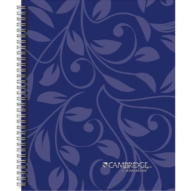 Cambridge Limited Notebook, Floral, 9" X 11", 160 Pages (80 Sheets), 1 Subject, College Ruled, Blue