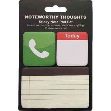 Roco Noteworthy Thoughts Trendy Self Stick Notes, Printed Phone, Square & Ruled, 150 Notes,