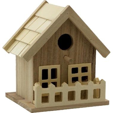 Wooden Accent, Bird House, Unpainted, Natural, 15.50 cm ( 6.10 in )X 17.00 cm ( 6.69 in )
