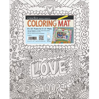 Crescent Coloring Mat Photo Frame, "Love", 3" X 5" Opening Frame, 8" X 10", White, Matboard